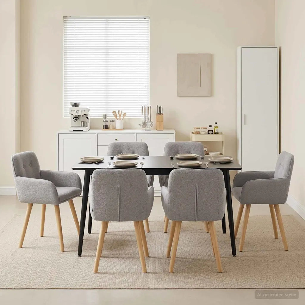 Sedie da pranzo 6 pcs Bouclé Grigio Chiaro 59 x 56 x 86 cm 3428277