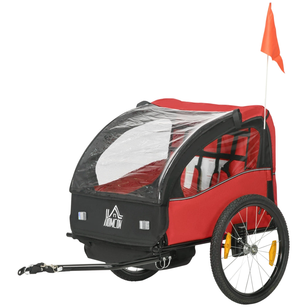 Rimorchio Bicicletta per Bambini +18 Mesi ¨C Xylo ¨C Sistema Ammortizzatori Cintura Sicurezza 140x88x90 cm Rosso