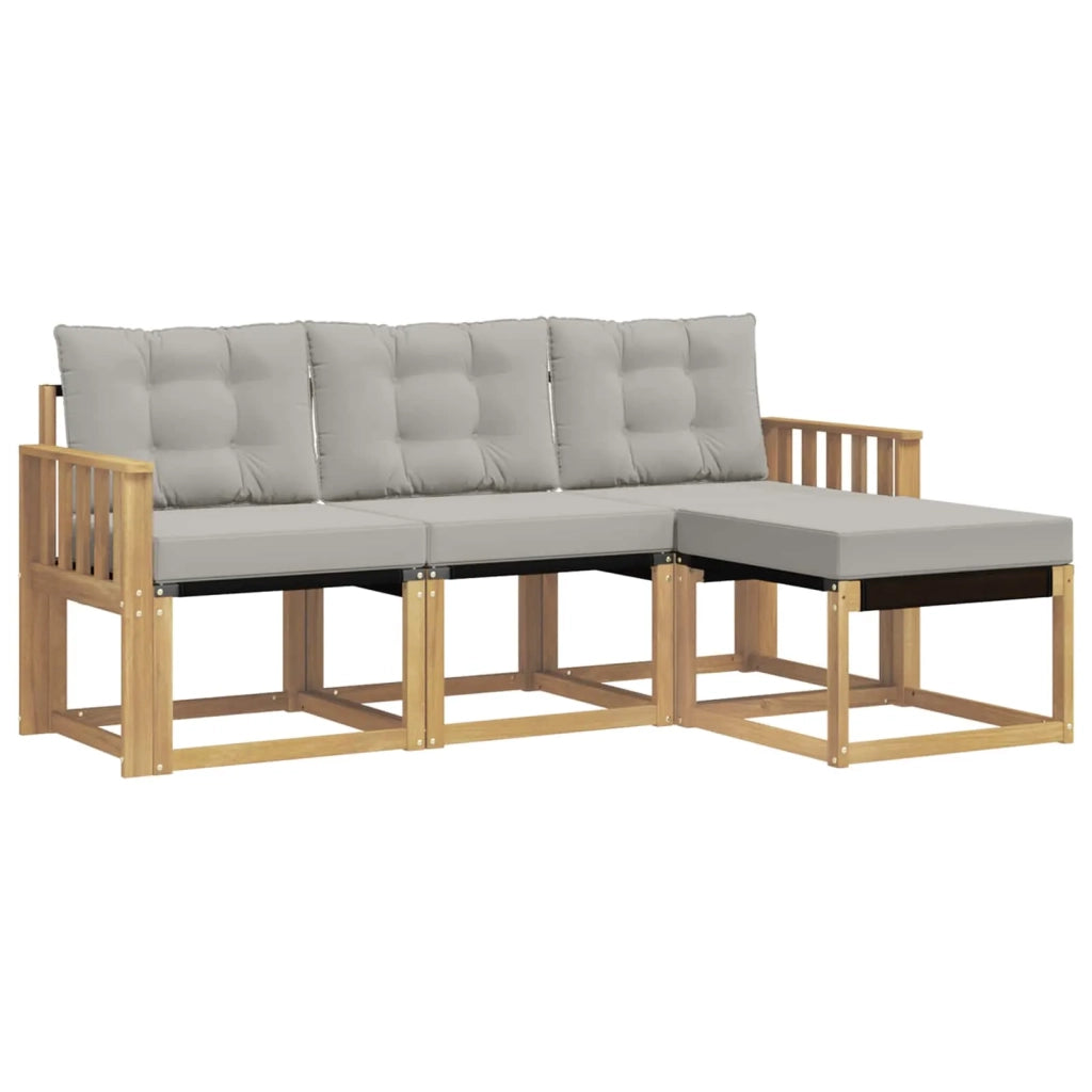 Set di divani da esterno 4 pz Bianco e Grigio Chiaro 3389353