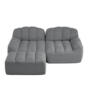 Divano angolare modulare 2 posti con ottomano; seduta ampia e combinazione flessibile; in fleece granulare; grigio