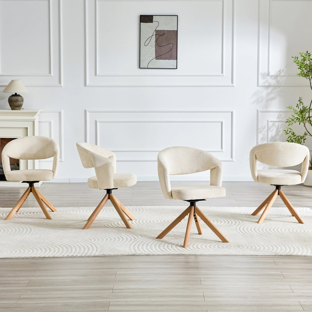 Sedie da Pranzo Girevoli Retro Set 2 ¨C MINIMAL ¨C Struttura Crema, Gambe Massello, Schienale Curvo