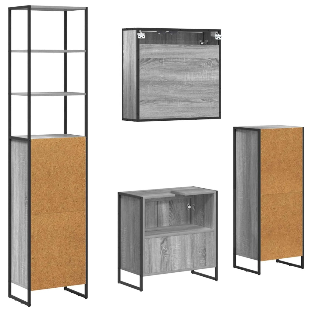 Set di mobili per il bagno Grigio Sonoma Legno multistrato