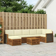 Set di divani da esterno con cuscino 7 pcs Naturale e Crema