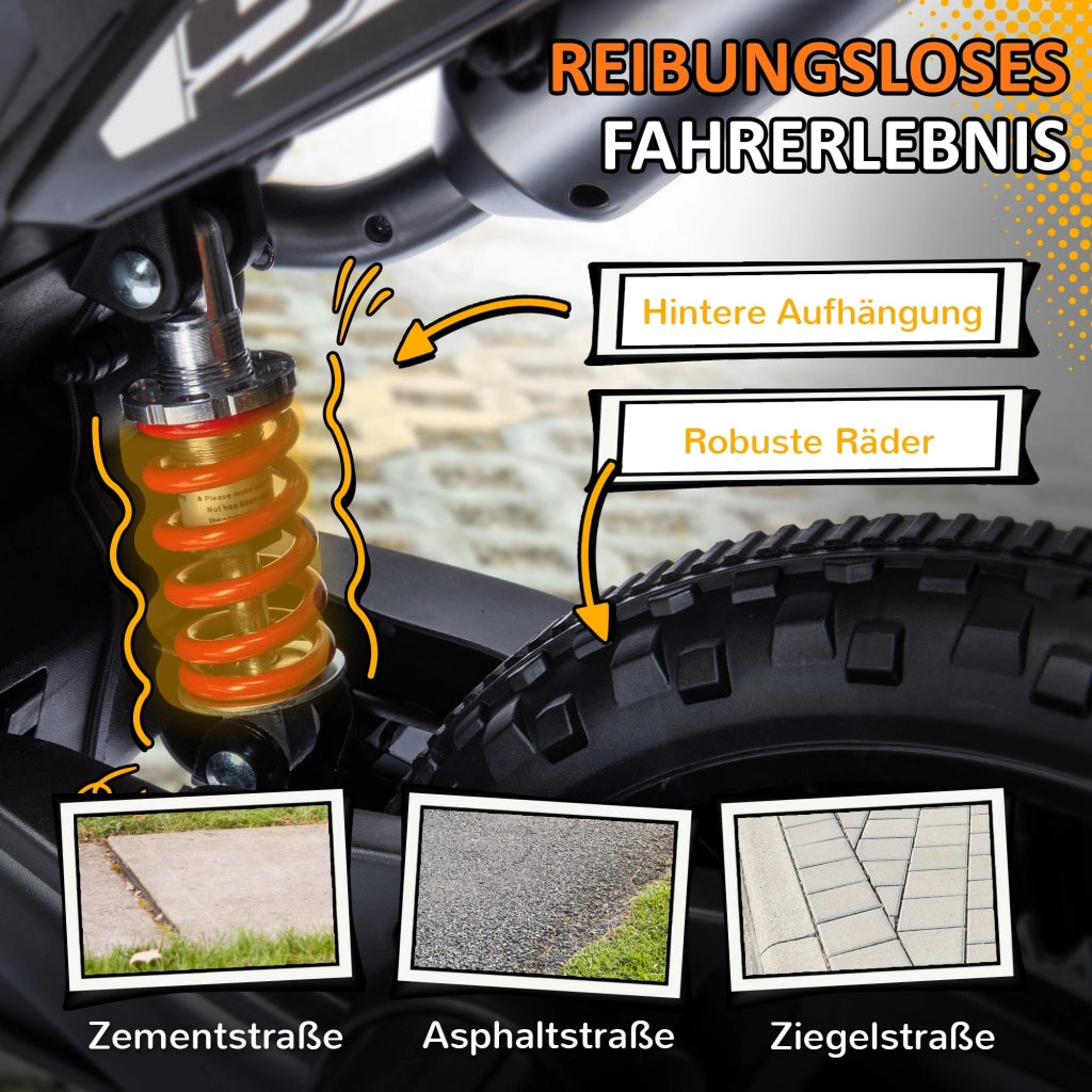 Motocicletta Elettrica per Bambini con Ruote di Supporto e Luci LED ¨C zephmum ¨C Giallo