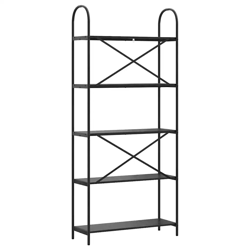 Libreria-Scaffale per Libri-Mobile di Stoccaggio Rovere Nero 80 x 30 x 183 cm Legno multistrato 465856