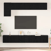 Set mobile TV 5 pz-Credenza per TV Rovere Nero Legno multistrato 439484