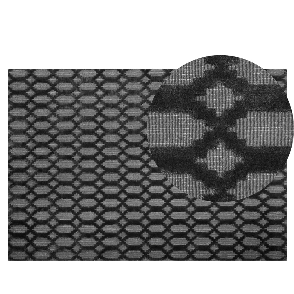 Tappeto Grigio Viscosa 140 x 200 cm Motivo Geometrico Tessuto a Mano Flatweave