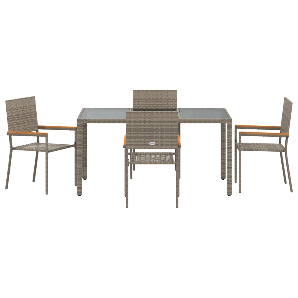 Set da Pranzo da Giardino  5 Pezzi Grigio Polyrattan