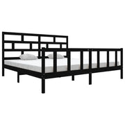 Letto matrimoniale | Letto per adulti | Giroletto Nero in Legno Massello di Pino 200x200 cm