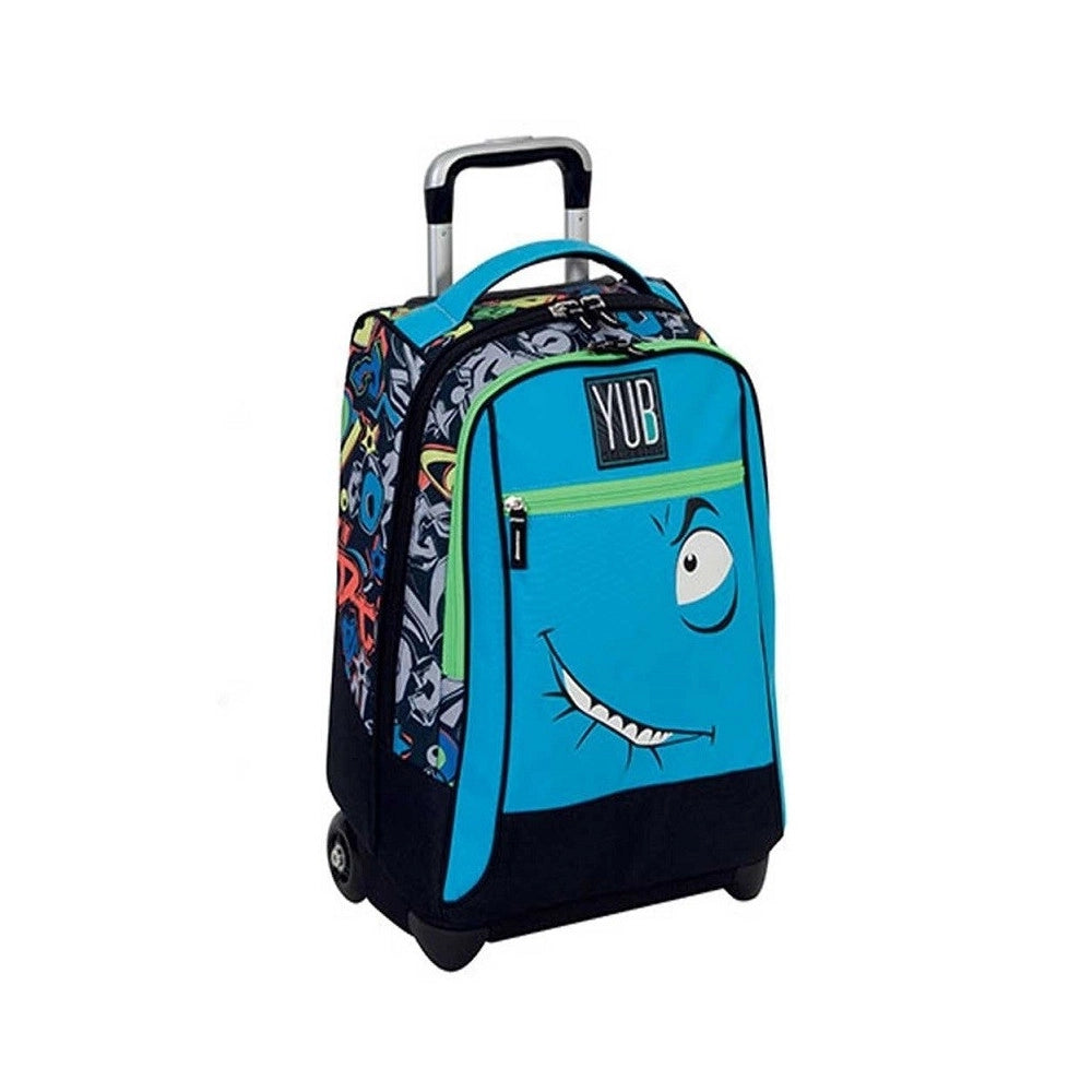 Trade Shop - Zaino Trolley Svalvolati Yub Boy Azzurro Ragazzi Scuola Viaggi -