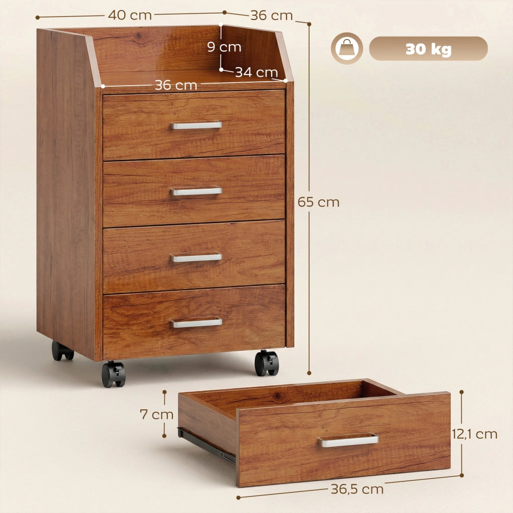 Cassettiera con Ruote ¨C zephmum ¨C Marrone 40x36x65 cm