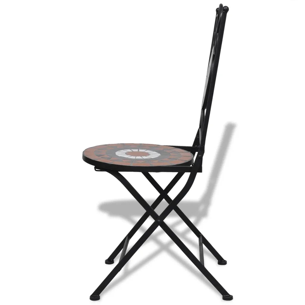 Set da Bistrot 3 pz Piastrelle di Ceramica Terracotta e Bianco cod mxl 49916