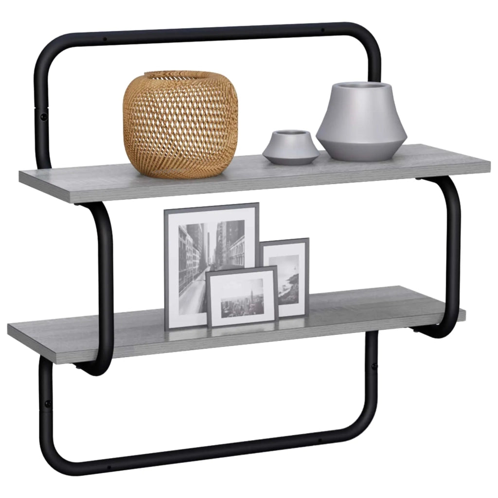 Mensola a muro a 2 ripiani Sonoma grigio 60 x 24,5 x 61 cm 8006106