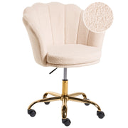 Sedia da Ufficio Girevole Beige Chiaro in Bouclé con Base a Stella Regolabile in Altezza