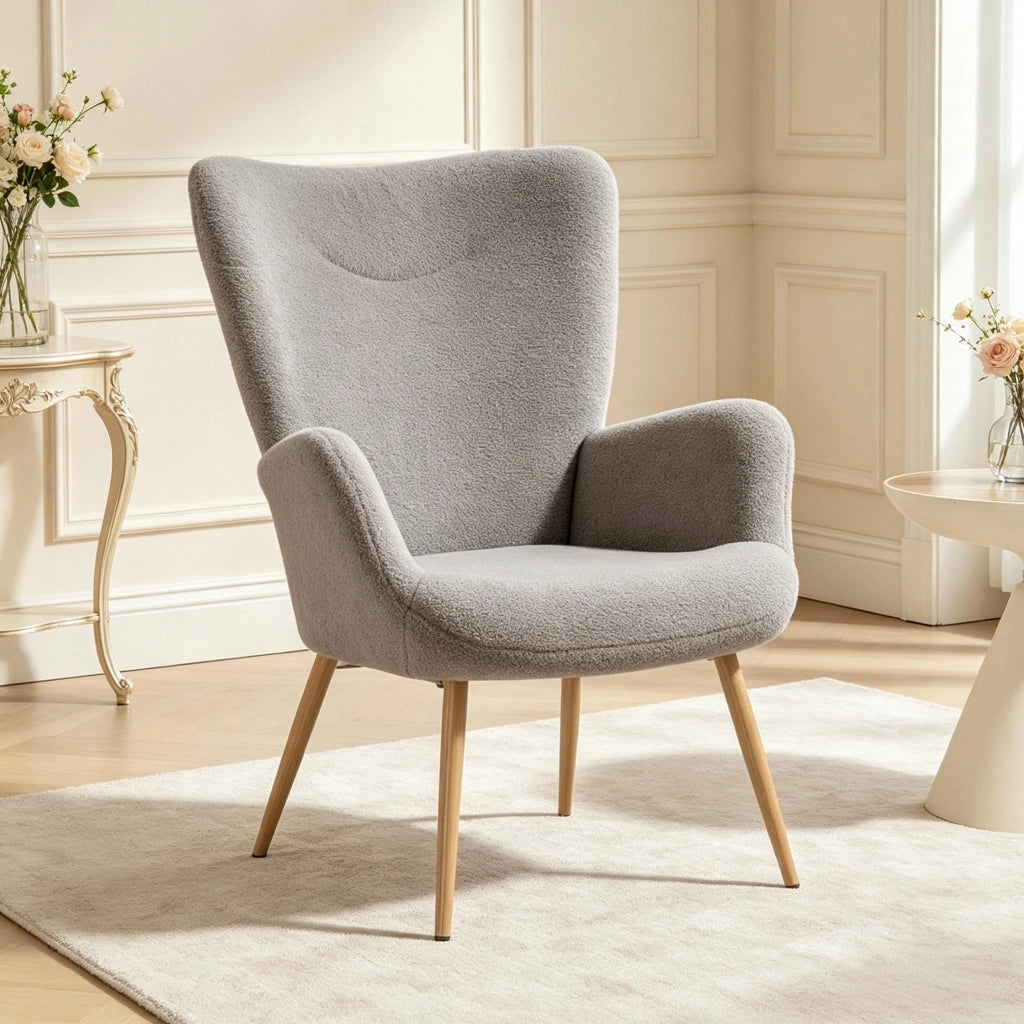 POLTRONA Lounge 71x74x97,5 cm Grigio in tessuto effetto frotté