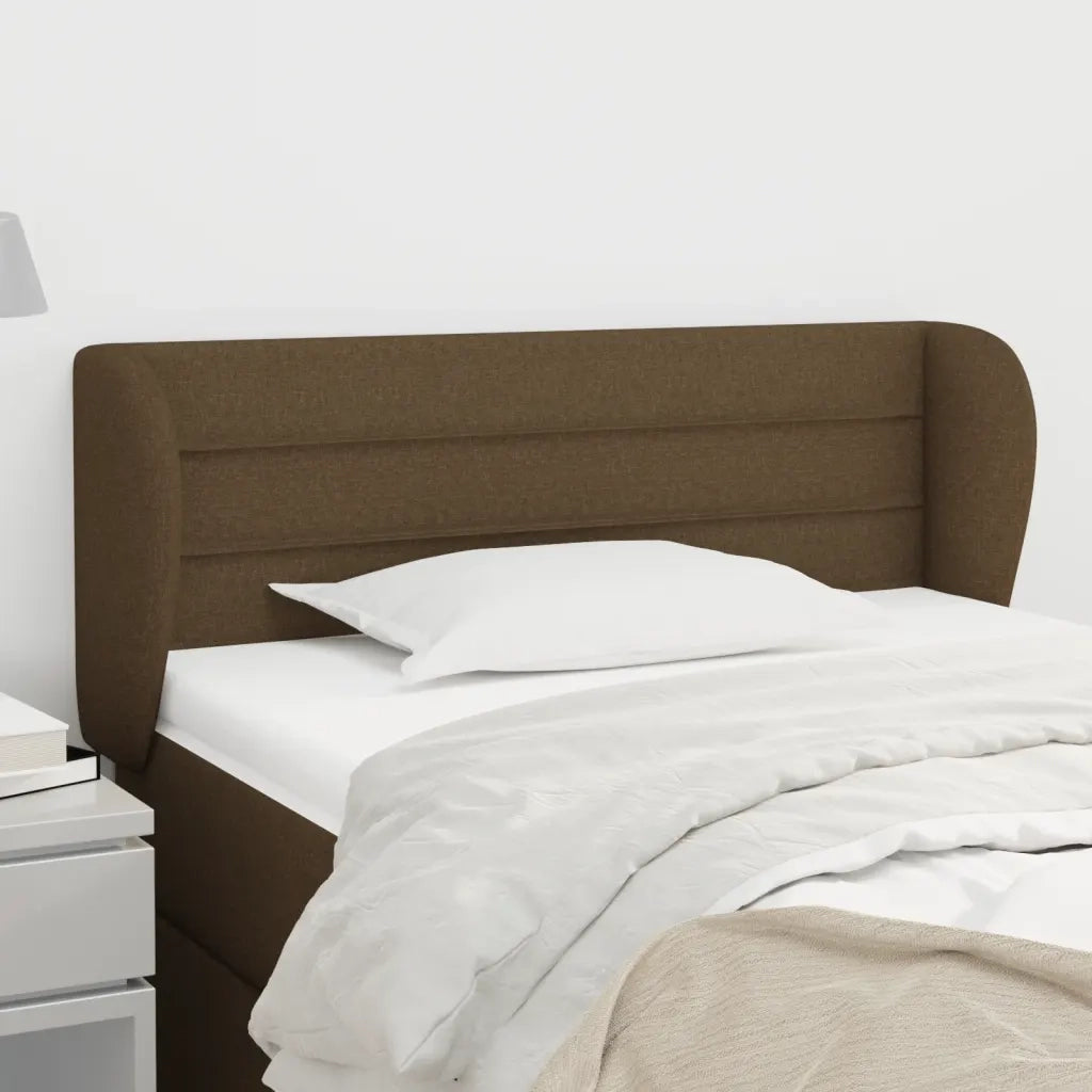 Testiera ad Orecchio-Testata con Orecchie Marrone Scuro 103x23x78/88 cm in Tessuto 288200