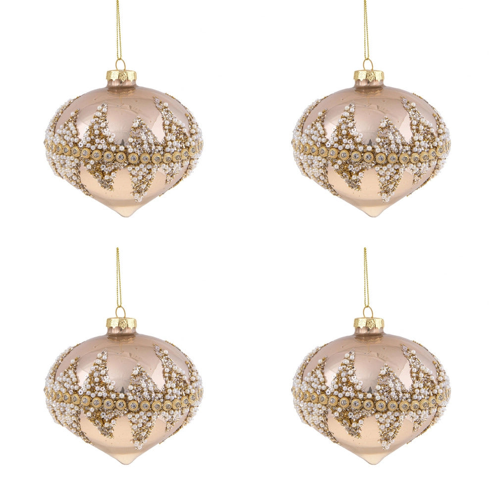 Palline di Natale a Cipolla Diamond Oro 10 cm 4 Pz