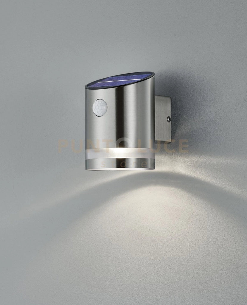 SALTA APPLIQUE LED 3W 165lm, 3000K DA ESTERNO SOLARE RICARICABILE ACCIAIO SATINATO CON SENSORE DI MOVIMENTO IP44 H.13CM