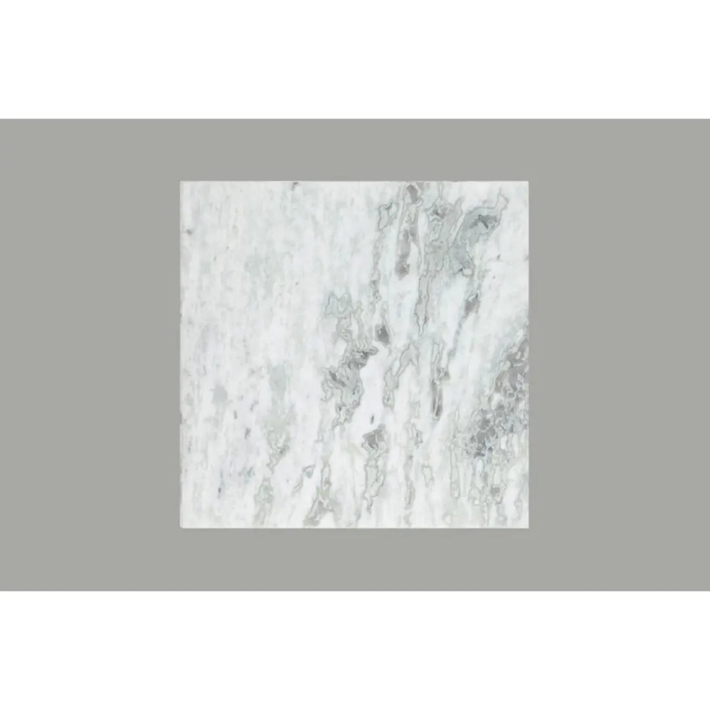 Tavolino basso VORTEX 50 cm in marmo bianco lucido con struttura in metallo nero