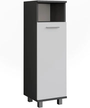 Mobiletto midi Ilias, Antracite/bianco, 30.2 x 95 cm con porta, per la conservazione di articoli da bagno e asciugamani