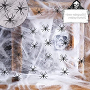 Decorazione di Halloween - ragnatela di ragni - set di decorazioni di Halloween - 100 g di ragnatele - 20 ragni in plastica - ragnatela - decorazione di Halloween per feste - decorazione per finestre e porte di camino fissa
