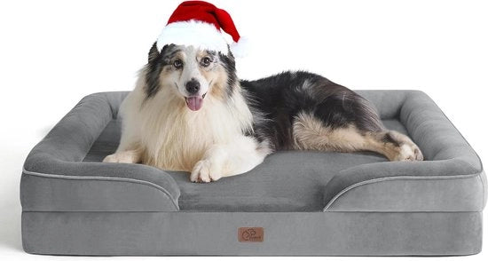 Banco per Cani Ergonomico - Adatto per Cani Grandi - 106x80 Cm - Grigio - Schiuma a Cassetta