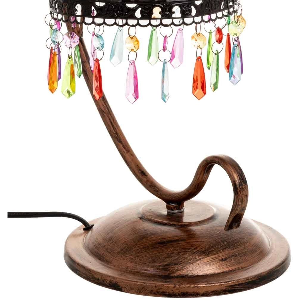 Lampada in metallo con perline in cristallo acrilico 27x22x55h cm