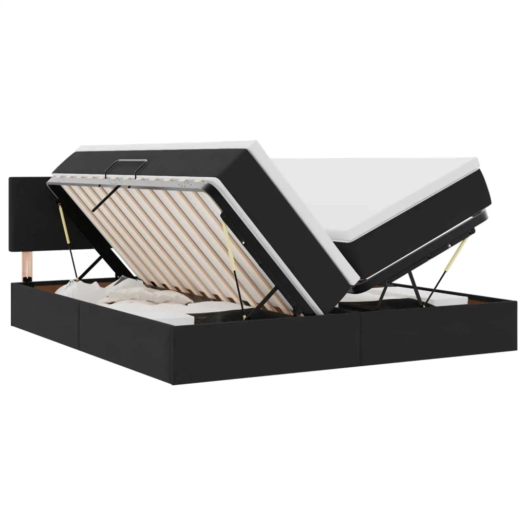 Letto con luci a strisce a LED Nero 200 x 200 cm Velluto