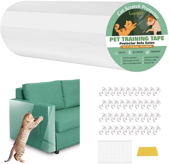 Banco di Protezione per Gatti, 40 x 300 cm Banco di Protezione per Gatti, Mobili di Protezione con 40 Viti & 40 Adesivi Nano per Mobili, Banco, Tappeto, Porta, Protezione contro le Macchie per Gatti