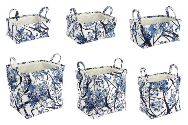 Set 2 Portaoggetti Plastica Bianco Blu Moderno da Interno - RALORA