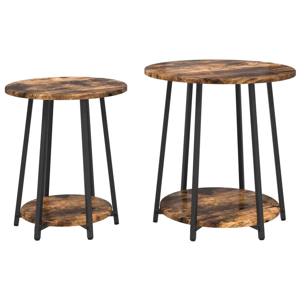 Set di 2 tavolini in legno ingegnerizzato in rovere fumÃ© e metallo