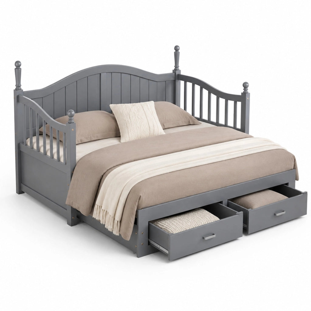 Divano letto estraibile 90/180x190 cm in legno grigio