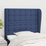 Testiera ad Orecchio-Testata con Orecchie Blu 103x23x118/128 cm in Tessuto 310112