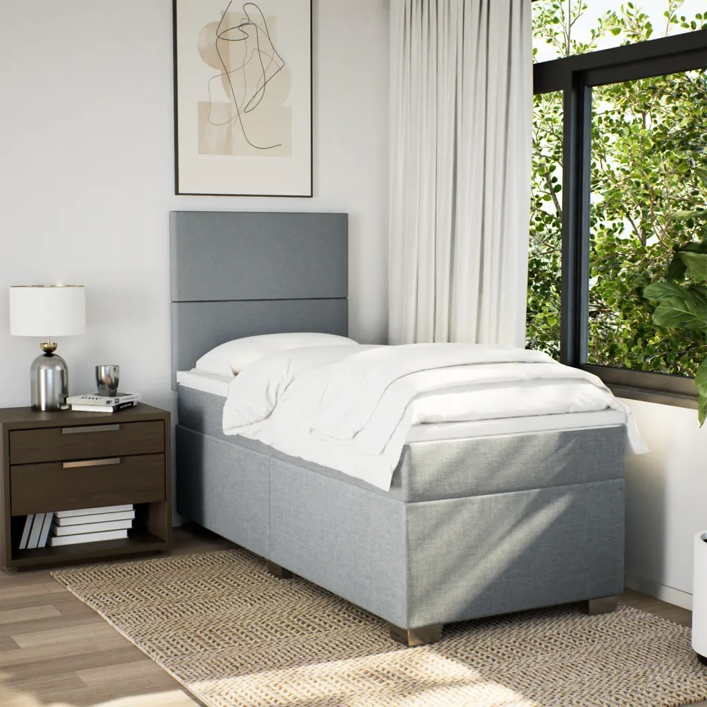 Giroletto a Molle con Materasso Grigio Chiaro100x200 cm Tessuto 3292692