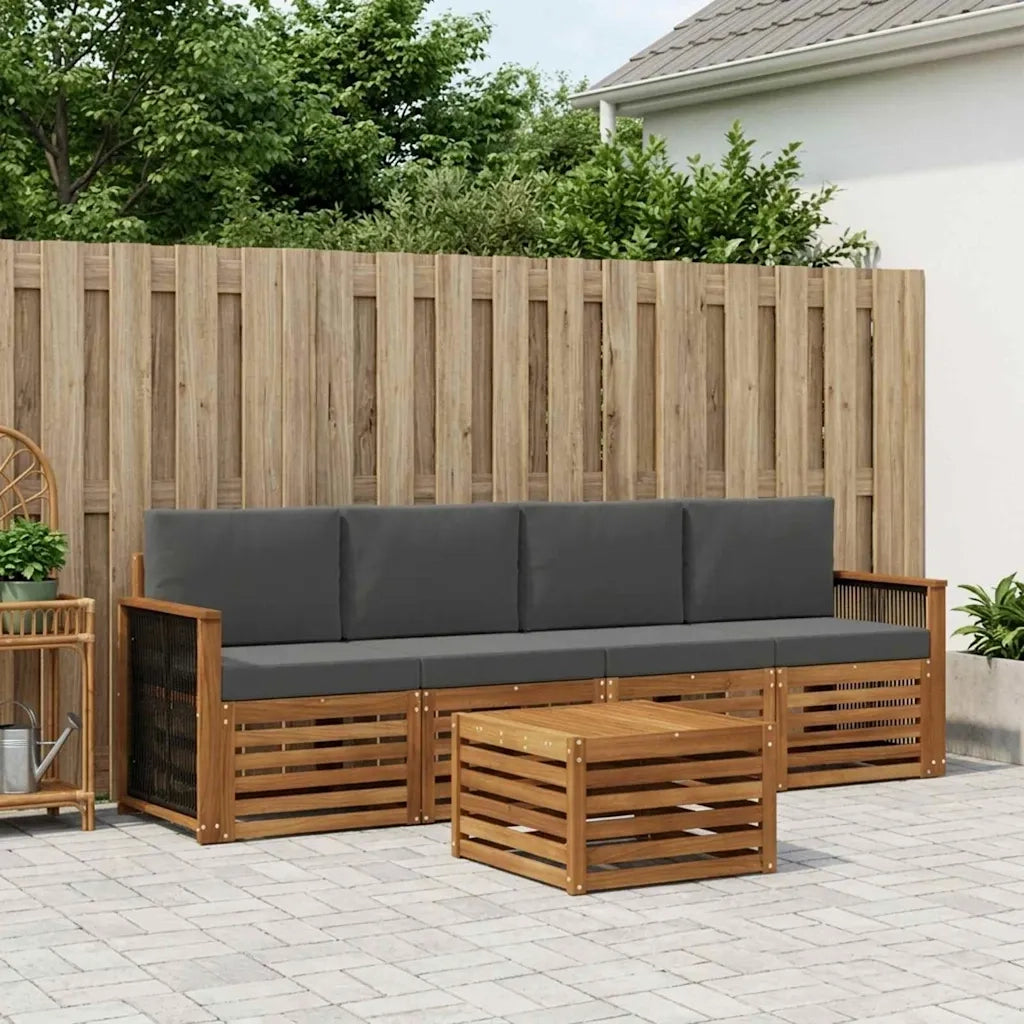 Set di divani da esterno con cuscino 5 pcs Naturale e Antracite 3383993
