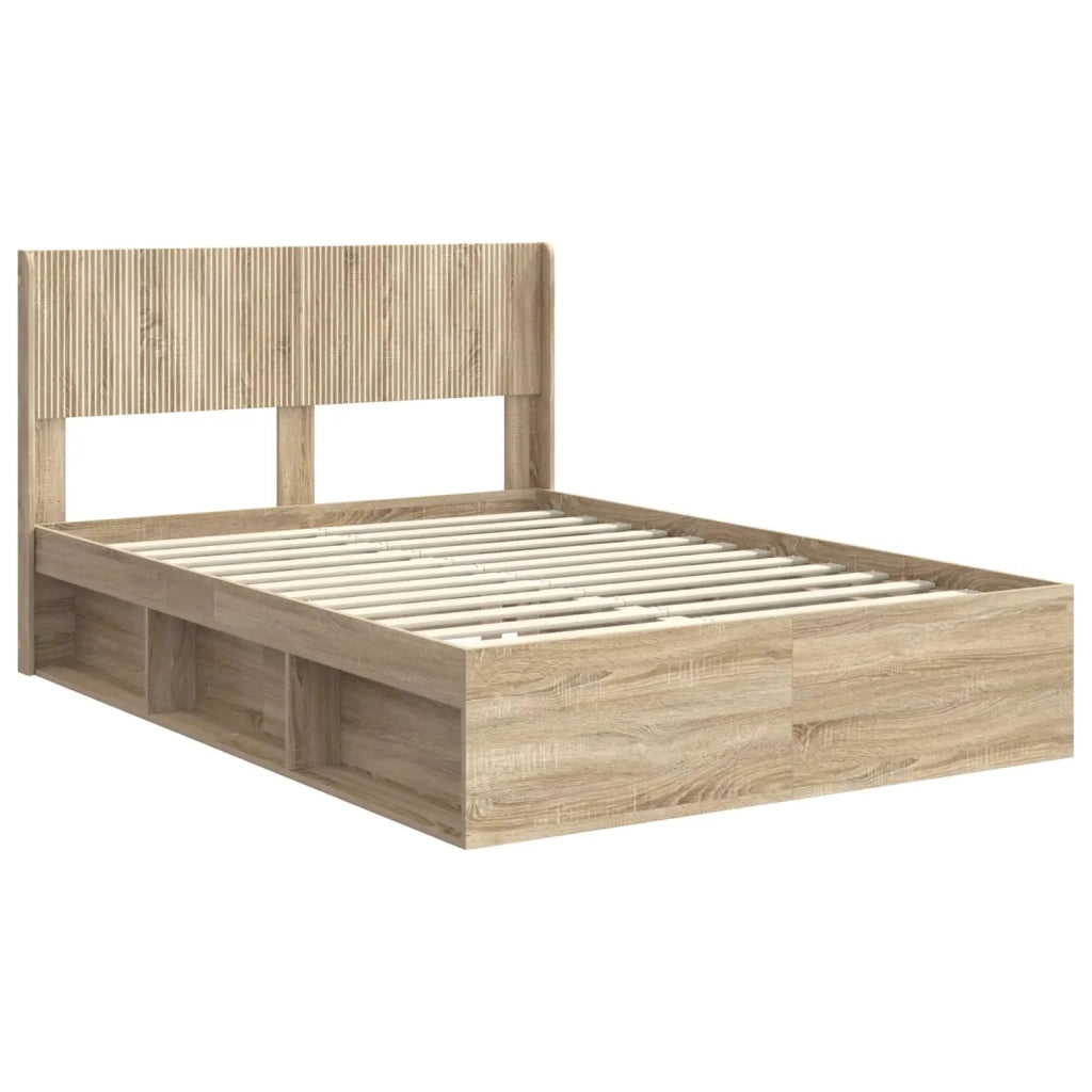 Struttura del letto con stoccaggio e testata Rovere Sonoma 3414205