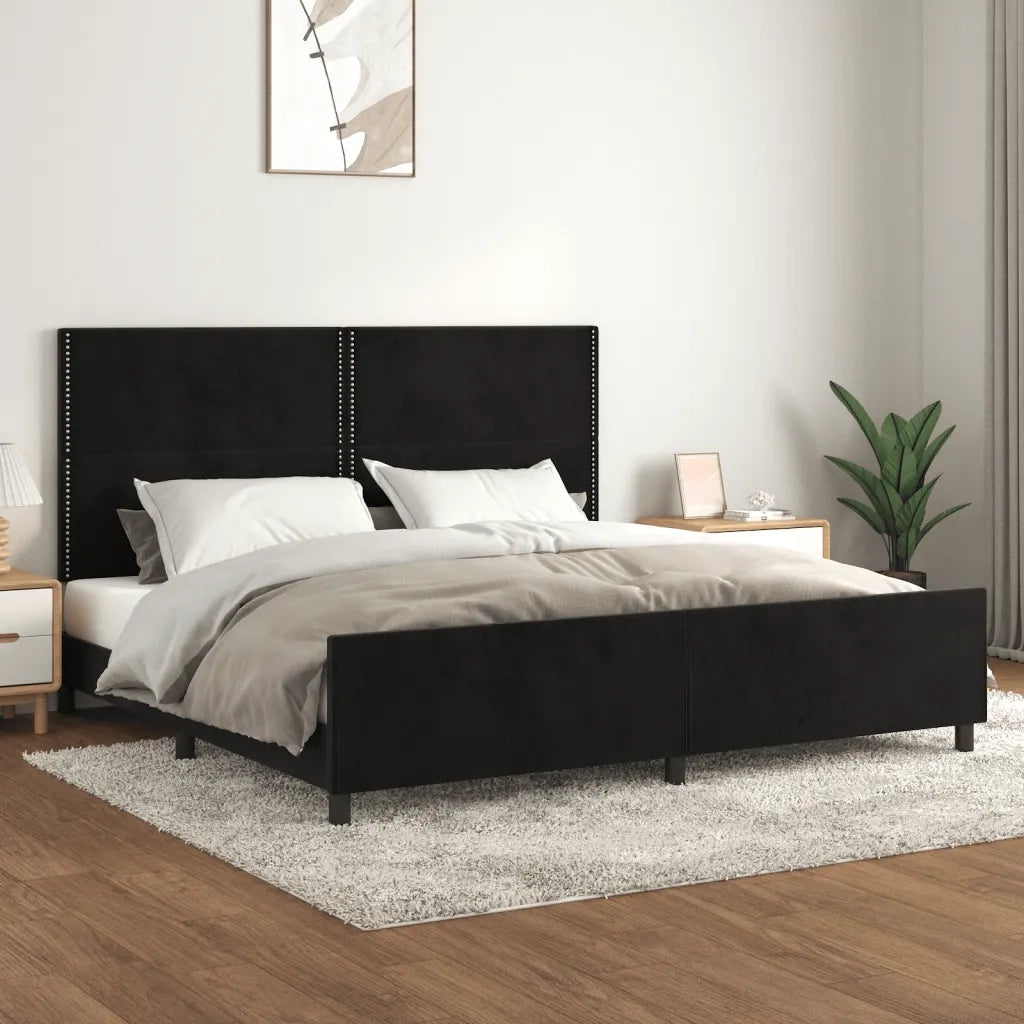 Giroletto senza Materasso Nero 200x200 cm in Velluto 3125716