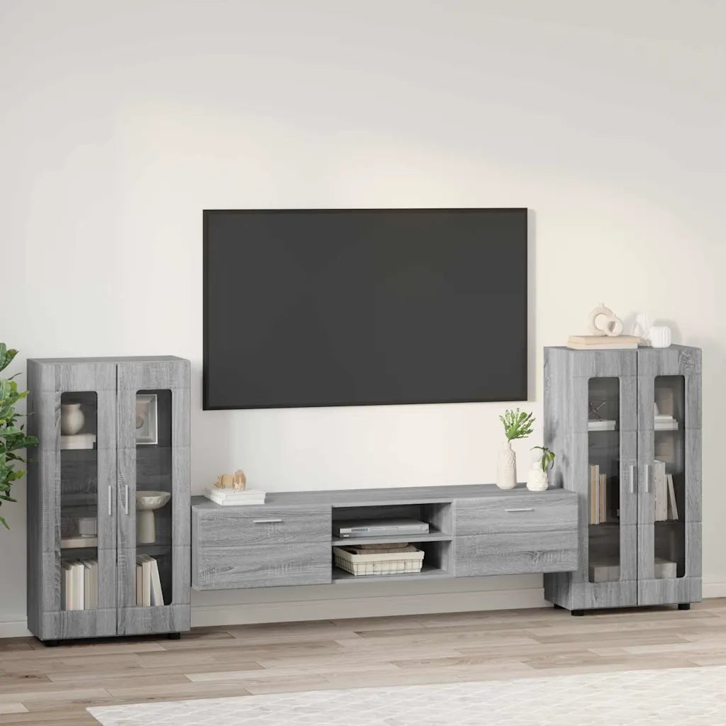 Set mobile TV con porta FLORIN Grigio Sonoma Legno multistrato