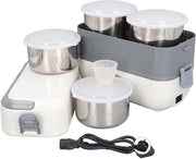Lunchbox portatile con funzione di riscaldamento, 200W autonomo, rivestimento in acciaio inossidabile, lunchbox elettrica multifunzione con riserva di riscaldamento (doppia strato presa EU)
