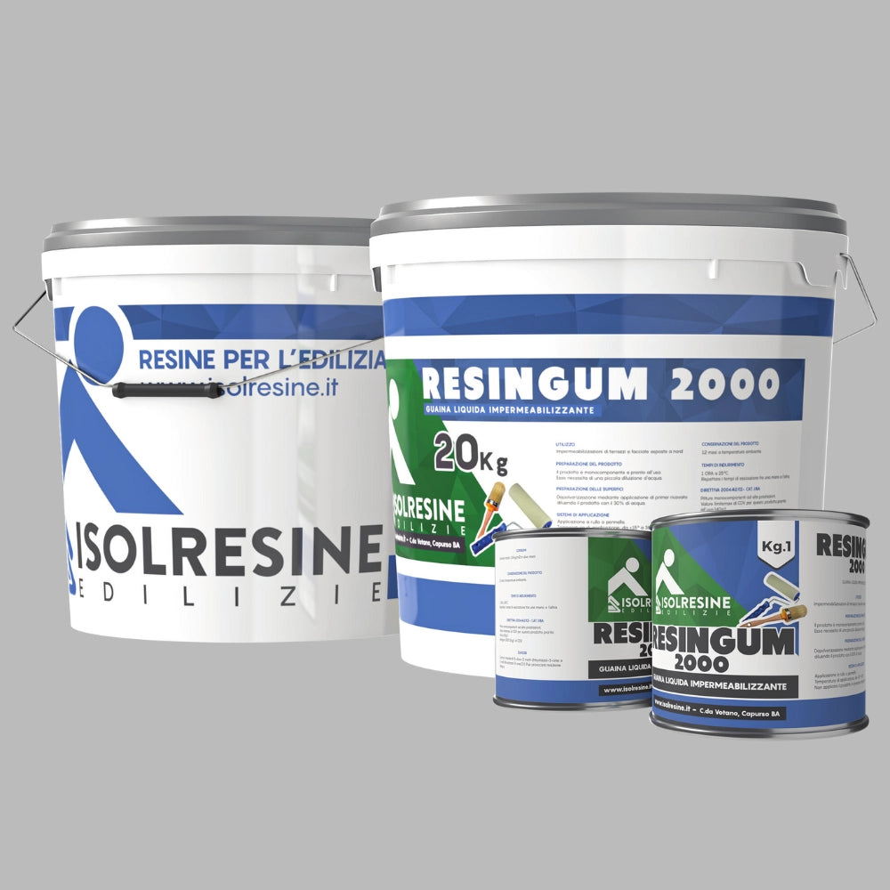Guaina liquida grigia resingum 2000 impermeabilizzazione tetti terrazze balconi *** formato 20 kg, confezione 1