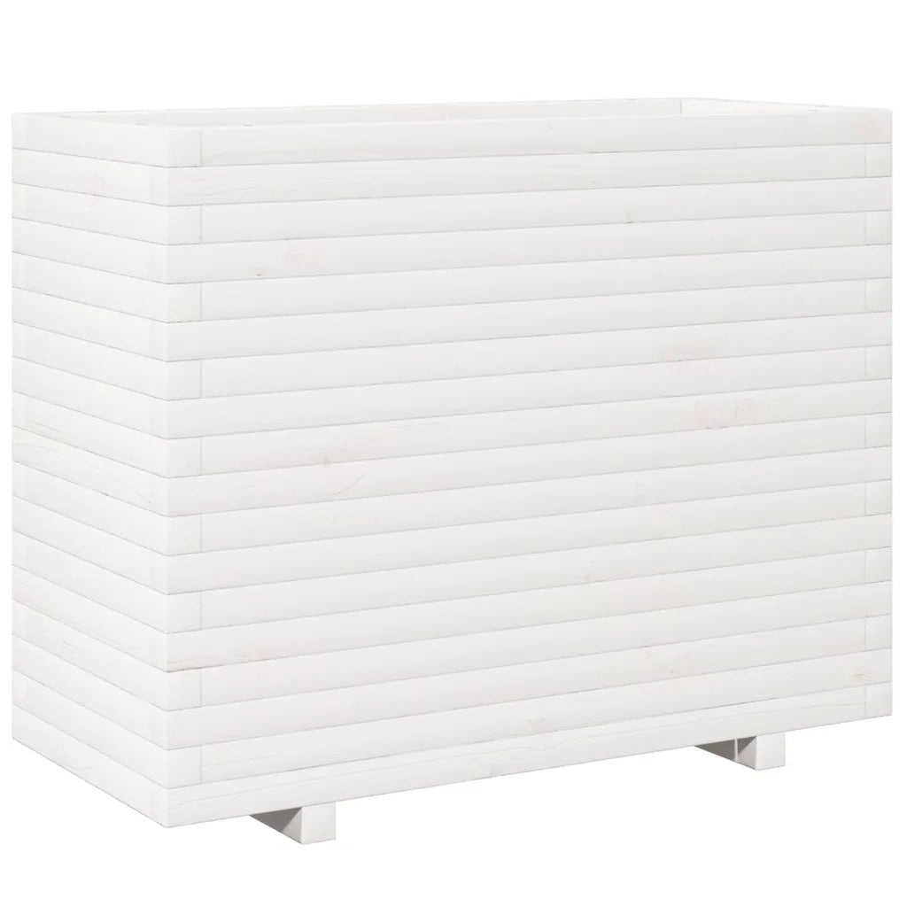 Fioriera da Giardino Bianca 90x40x72,5cm Legno Massello di Pino