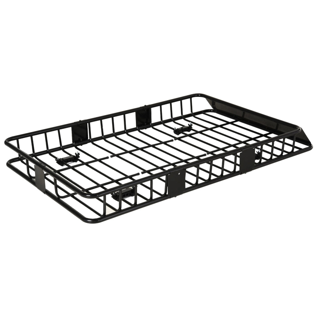 Cestello da tetto auto regolabile in metallo nero, portapacchi universale 109/162x99x16 cm