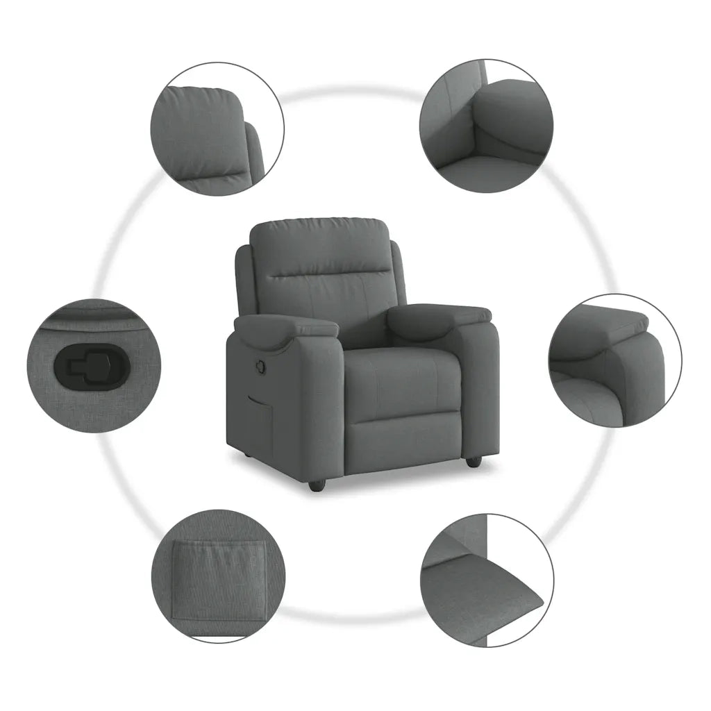Poltrona reclinabile in Tessuto Grigio Scuro 3303546