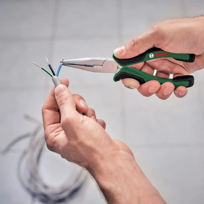 Bosch Home and Garden - Set di 3 pinze (universali, a becco lungo, taglio diagonale, resistenti, ergonomiche)