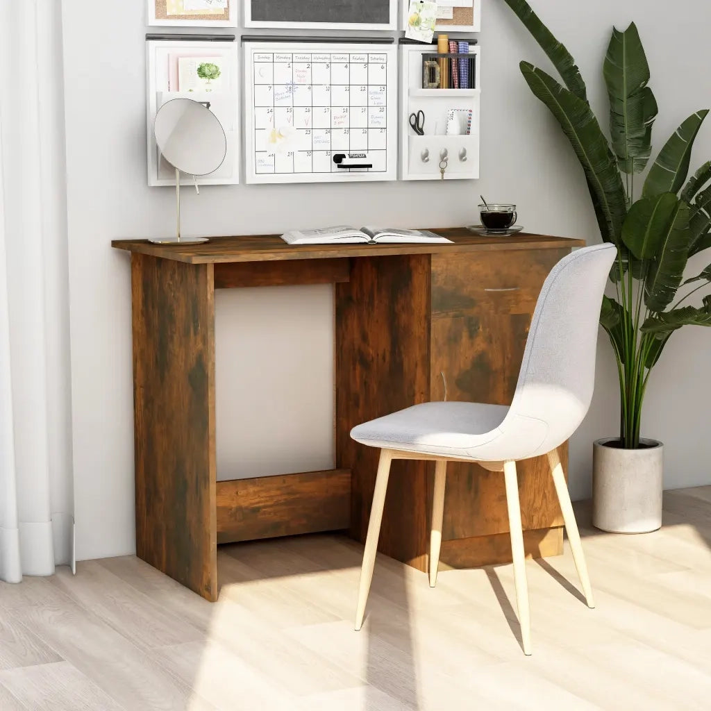 Scrivania | Tavolo da Ufficio Rovere Fumo 100x50x76 cm in Legno Multistrato