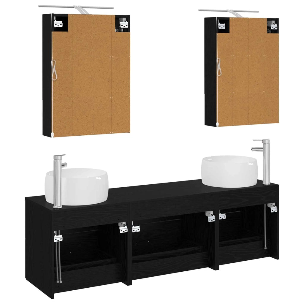 Set di mobili per il bagno 5 pcs Rovere Nero 3407000