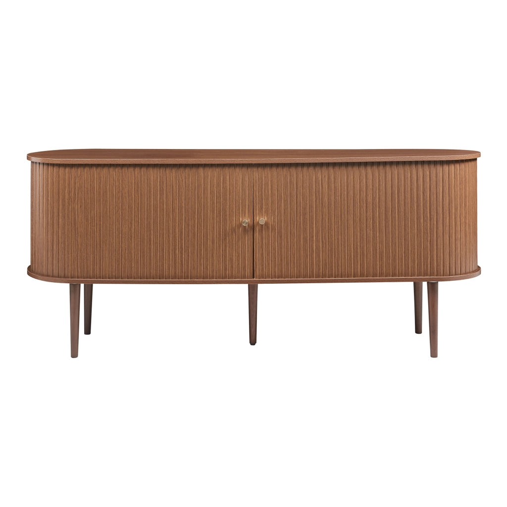 Mobile Contenitore Mapia con Ante Scorrevoli Credenza Bassa Madia 166x40x70 cm Effetto Noce [en.casa]