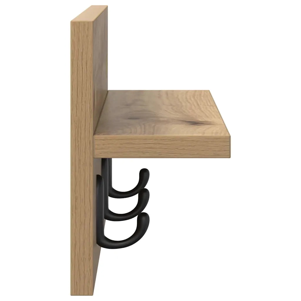 Appendiabiti a muro Rovere artigianale 40 x 10,5 x 18 cm 874386