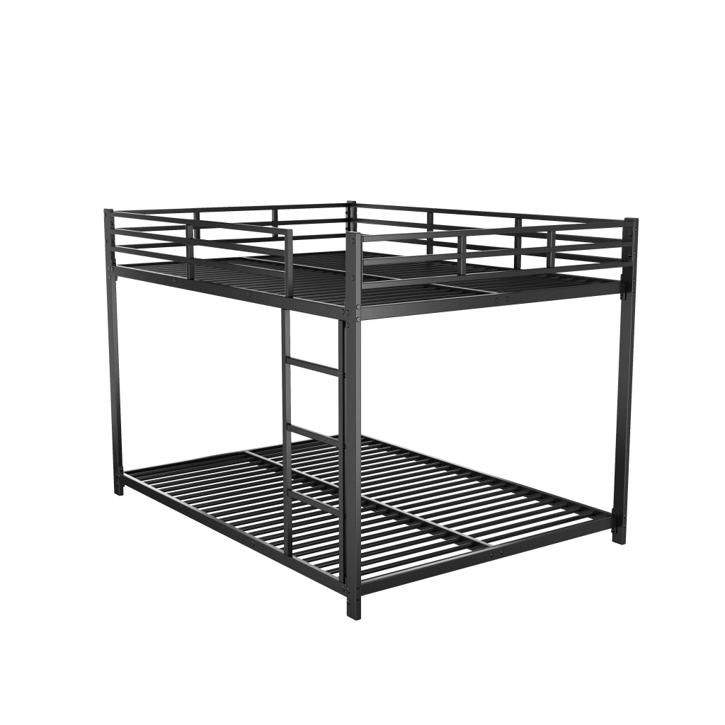 Letto a Castello Letto Matrimoniale 140×200 cm con Sponde di Sicurezza; senza Materasso; in Metallo; Nero