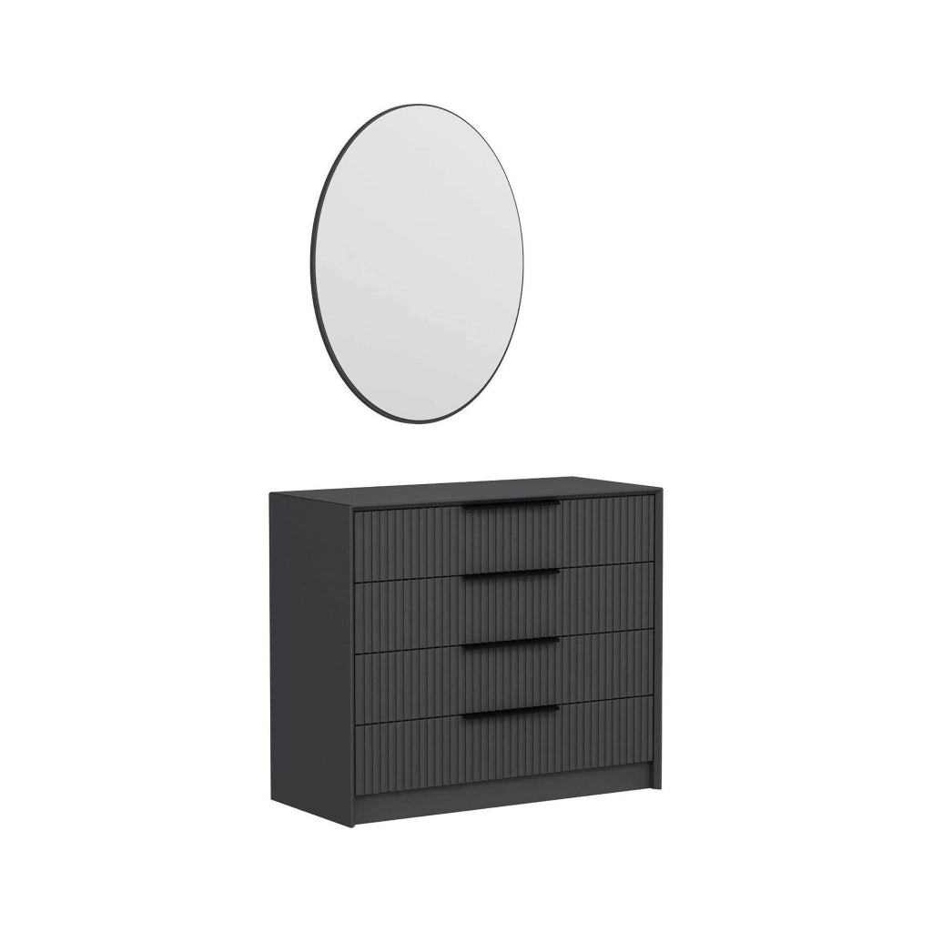 Jebi, Cassettiera 3 Cassetti, 100x85x45h cm Nero Antracite